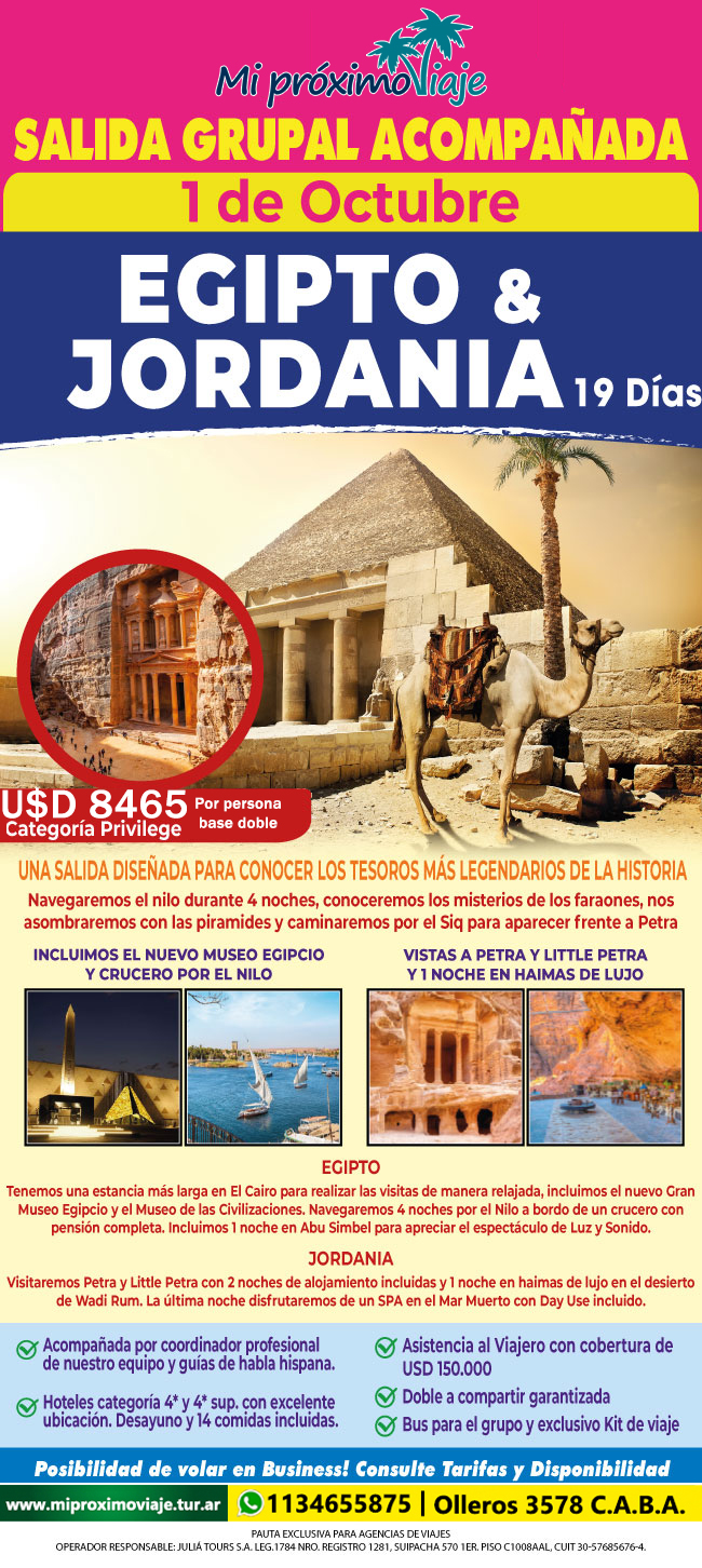 SALIDA GRUPAL EGIPTO y JORDANIA - 1 DE OCTUBRE